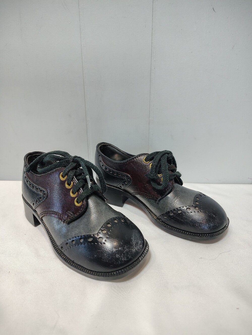 Vintage 1960s Robinson Crusoe Childrens Oxford Dress Shoes Size 11.5D Tricolor